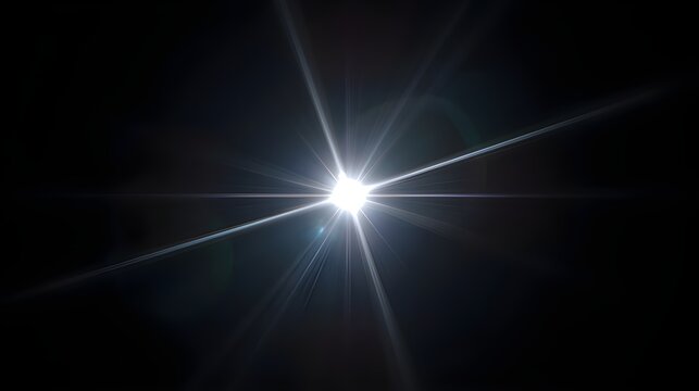 Bright Cinematic Star Lens Flare on Black Background