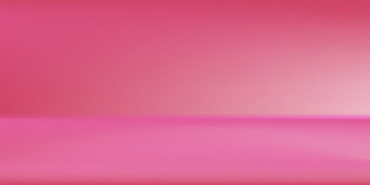 Pink soft studio room. Limbo light background. Abstract 3d candy backdrop for product presentation. Minimal wall scene bg. Showcase, promotion display. Vector stage mockup illustration