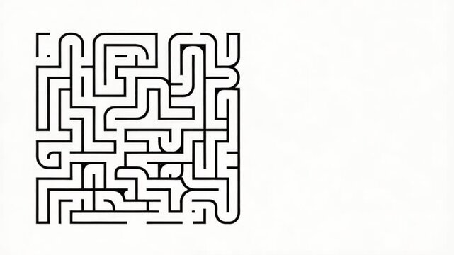Solving complex black maze on white background for puzzle and gaming use