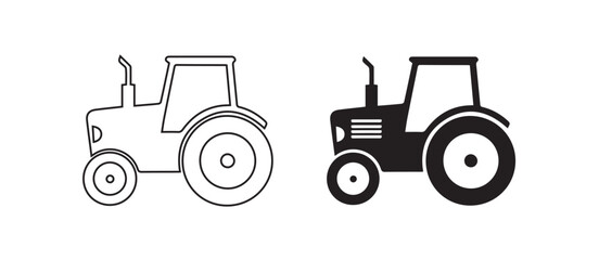 Obraz premium Illustration of the Silhouette of the Side of a Black Agricultural Tractor on a Transparent Background