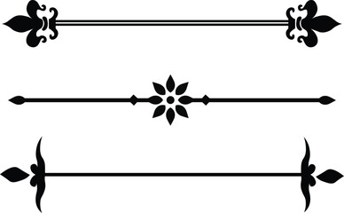 Decorative separator line collection featuring fleur de lis and floral scroll designs vector illustration © Hassaan