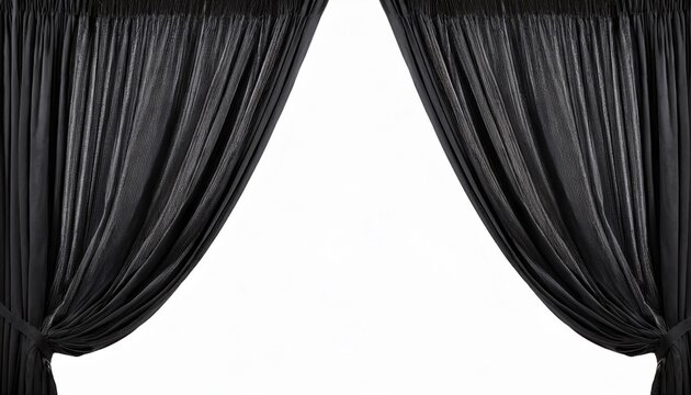 Black Velvet Curtains Cutout And Isolated On Transparent Background