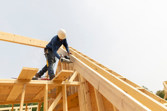  House Construction Worker Framer nail gun 