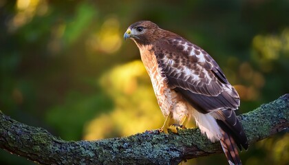 Obraz premium Tailed Hawk Perched On A Tree Branch Hawk Bird Animal Wildlife Predator Feathers Eyes Beak Nature Perched Tree