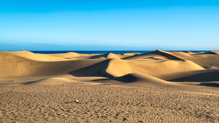 Romantic sunset at Maspalomas sand dunes 