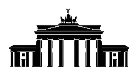 Naklejka premium Brandenburg Gate Monument Silhouette Illustration.