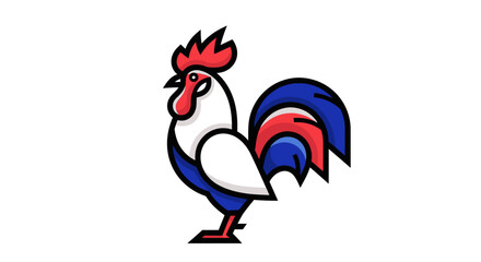 Colorful Cartoon Rooster Illustration Standing. © Surya