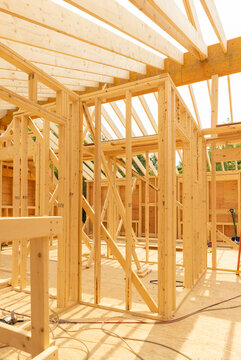 Construction Site house wood frame wall nobody