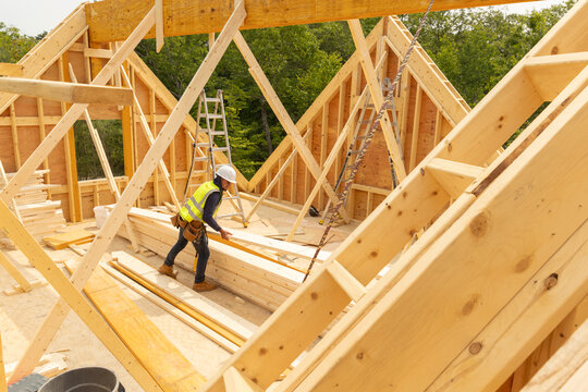  Construction Worker stack lumber 