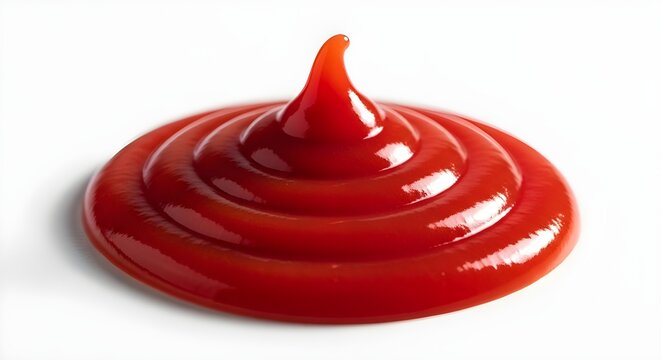 Una porci&oacute;n perfecta de salsa de tomate roja aislada en blanco, ideal para fotograf&iacute;a y publicidad de alimentos