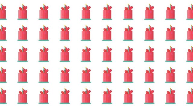 Repeating pattern of red gift boxes on white background. Suitable for holiday, gift, celebration, or festive themed design projects.