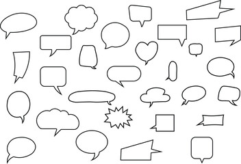 Obraz premium Large collection of blank speech bubble outlines and comic thought clouds on white background