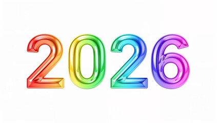 Rainbow Gradient 2026 Text with Glossy Finish