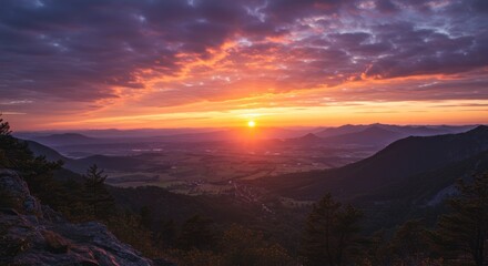 Obraz premium Dramatic sunset over mountains with colorful sky