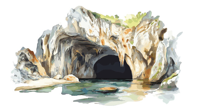Postojna Cave. Postojna Cave watercolor vector illustration
