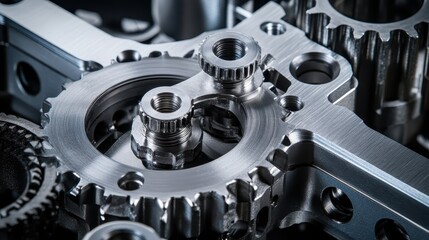 Intricate Metal Gears and Mechanical Components in Close-Up Detail