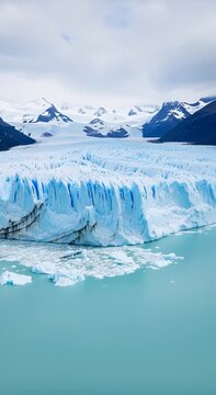Majestic Perito Moreno Glacier With Turquoise Water and Snow-Capped Mountains in Patagonia
