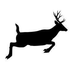 Obraz premium Silhouette of a jumping deer with antlers.