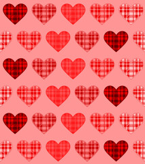 Red Plaid Hearts Seamless Repeat