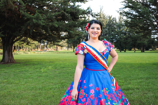 Chilean Cueca Champion in Traditional Attire