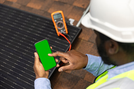 Solar Panel technician mobile phone blank 