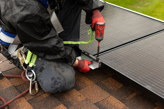 Solar Panel house installation drill