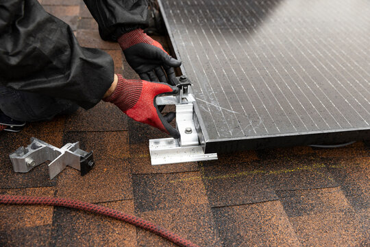 Solar Panel technician hand