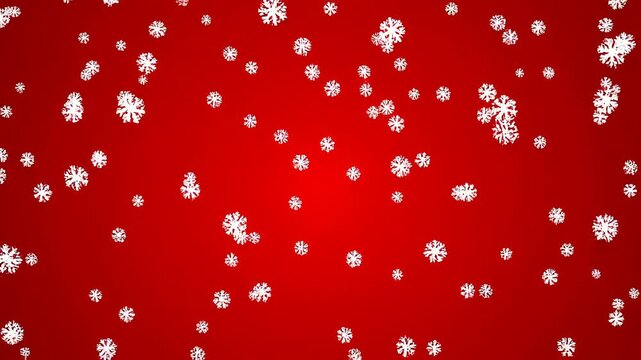 Falling white snowflakes on red