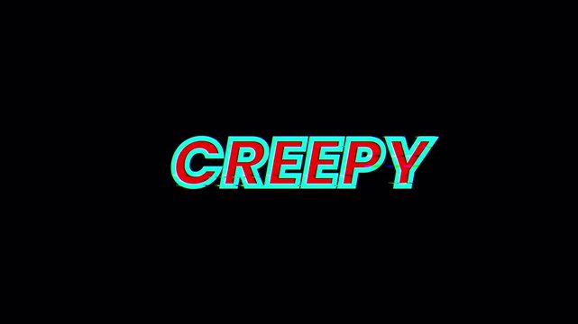 Creepy Glitch Typography Animation with Neon Horror Text Effect on Black Background 4K Video