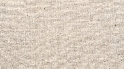 A close-up view of a textured undyed textile fabric with a plain weave showing natural fibers and slight irregularities in the surface