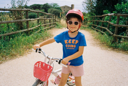 Child learning bike. Growing concept. Film