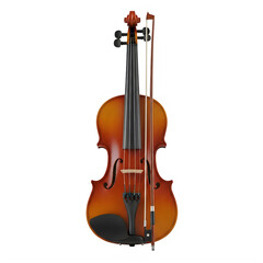 Elegant violin with bow isolated on transparent background
