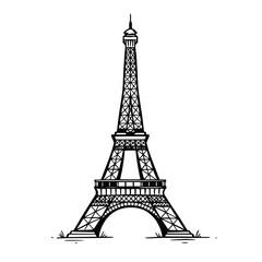 Fototapeta premium Elegant Black and White Line Art of the Eiffel Tower