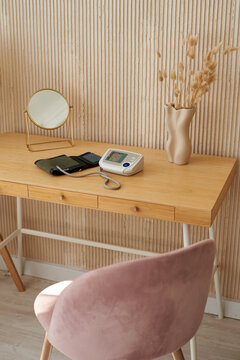 Blood pressure meter on a table