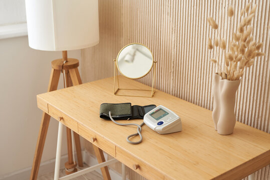 Health equipment blood pressure meter on a table