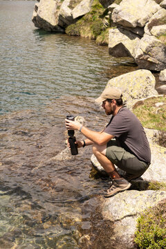 Filtering alpine lake water