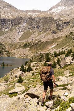 Hiker  Mountain Lake