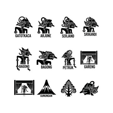 Indonesian Wayang Kulit Shadow Puppets Collection.