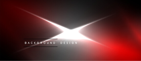 Fototapeta premium Dark abstract background. Red, white light beams converge. Text reads background design. Minimalist, modern aesthetic. Dramatic visual impact.