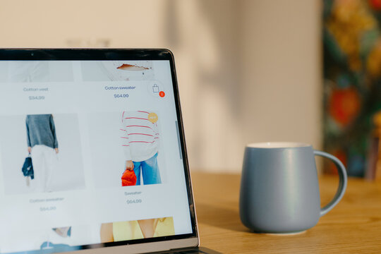 Online store on a laptop screen
