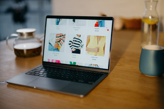 Online store on a laptop screen