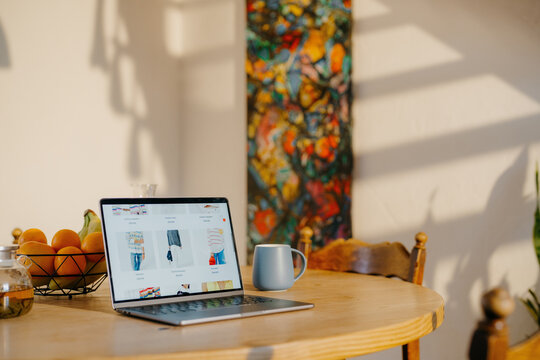 Online store on a laptop screen