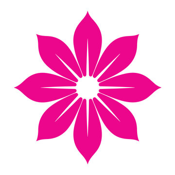 Pink flower silhouette with eight symmetrical petals for logo design and decorative patterns vector illustration isolated on transparent background featuring clean geometric floral shape