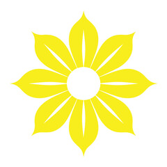 Stylized yellow flower icon isolated on transparency background graphic resource featuring simplicity and elegant design perfect for spring and summer projects
