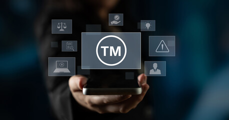 Trademark protection and legal compliance with TM icon, copyright law, patent check, intellectual property rights, and branding regulation enforcement Latch
