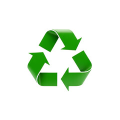 Obraz premium A green recycling symbol on a black background with a transparent background