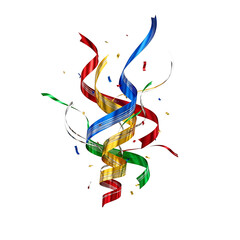 Obraz premium A colorful celebration with confetti and ribbons on transparent background