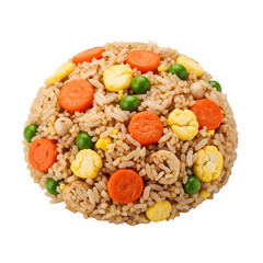 Fototapeta premium A plate of mixed rice with vegetables on transparent background