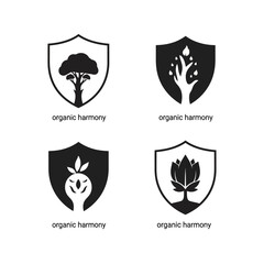 Fototapeta premium Set of Four Organic Harmony Shield Logos.