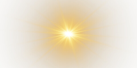 Yellow sun sparkle PNG with golden light, flash radiant sun rays, and glowing lens flash. Glow...